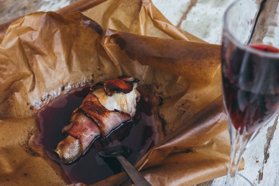 Grilled bacon wrapped chicken breast Kaminiarz bacon manufacturer since 1956